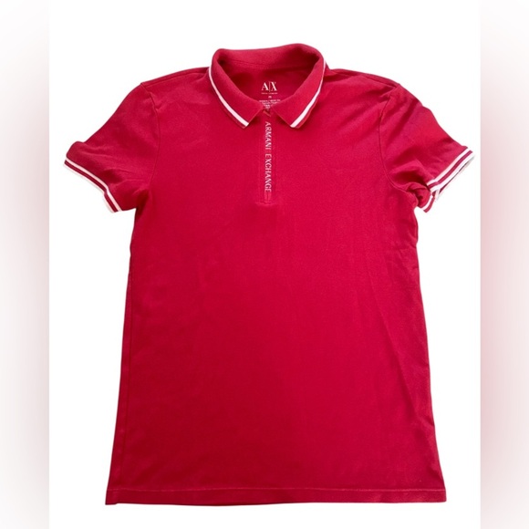 Armani Exchange Tipped Logo Vibrant Red Polo size M 100% cotton - Picture 1 of 3